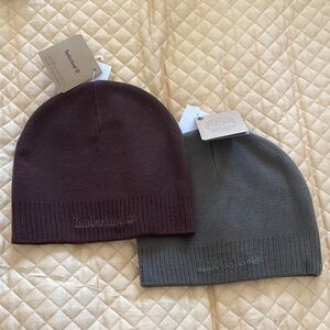 Timberland Kids Beanie Duo — Dark Brown & Olive Green